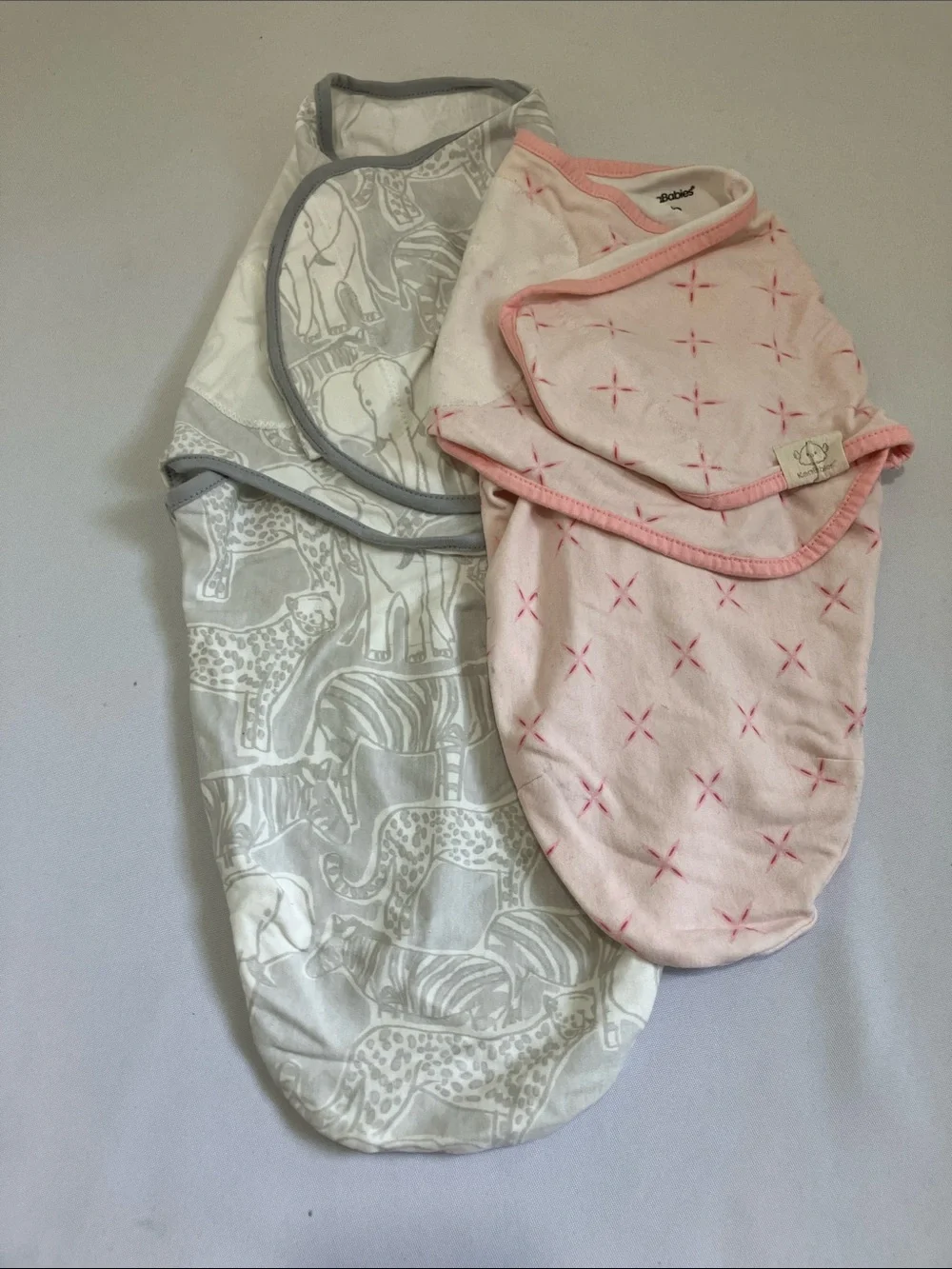 Baby Swaddle Set - Pink Star Stitch & Gray Safari Print